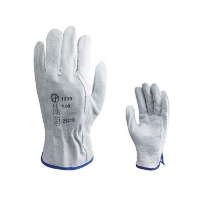 Gant cuir paume fleur et dos croute de bovin T9